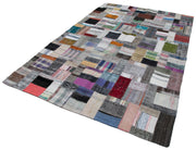 Handmade Patchwork Rug - Kirk Yama Grey Cotton Wool 6x9 Feet Vintage Area Rug