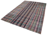 Handmade Area Rug - Grey Patchwork Cotton Wool Vintage Turkish Carpet 6'8''x9'10''