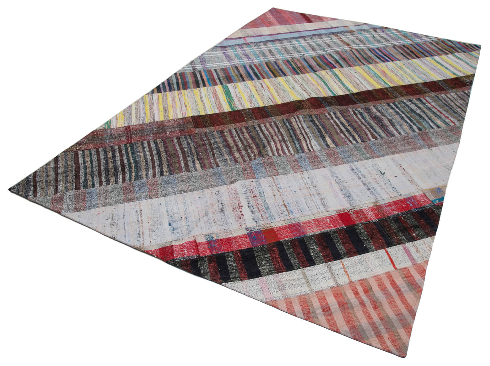 Handmade Area Rug – Grey Patchwork Carpet | Hand Knotted Cotton Wool Rug