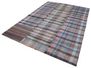 Handmade Wool Area Rug - Kirk Yama Grey Patchwork Rug Cotton Wool Carpet 6'8''x9'11''
