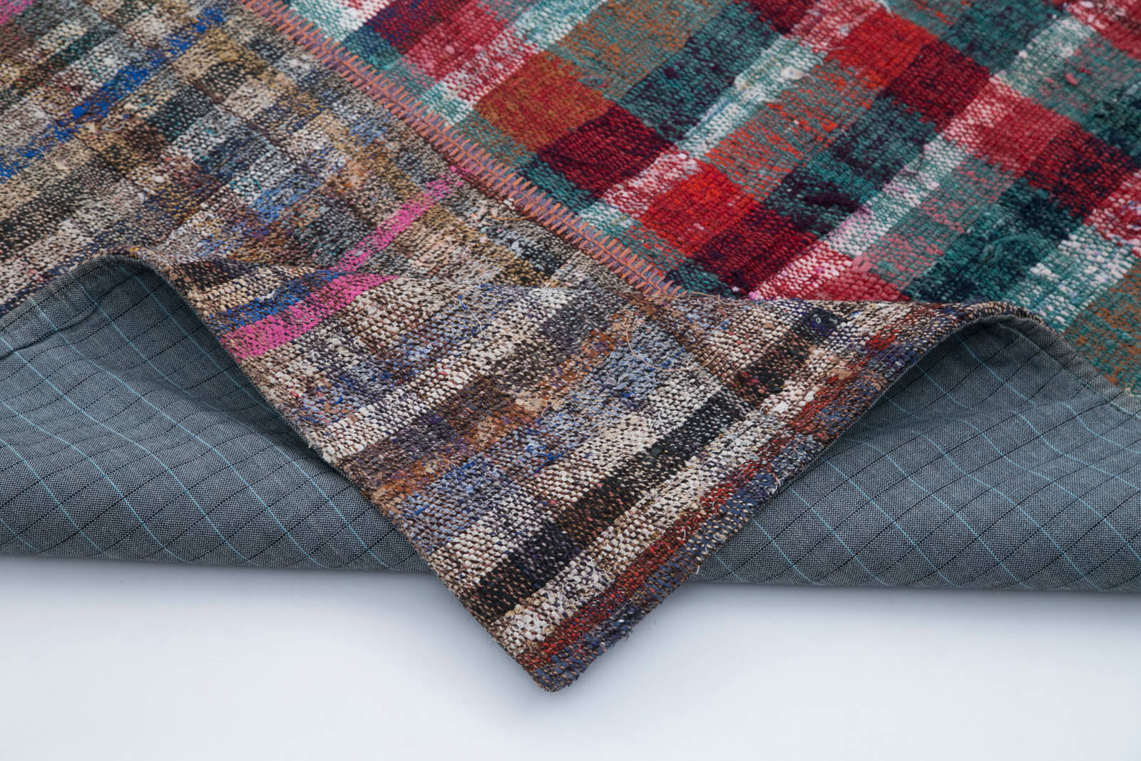 Handmade Patchwork Rug - Kirk Yama Grey Wool & Cotton Area Rug 6'9''x9'10''