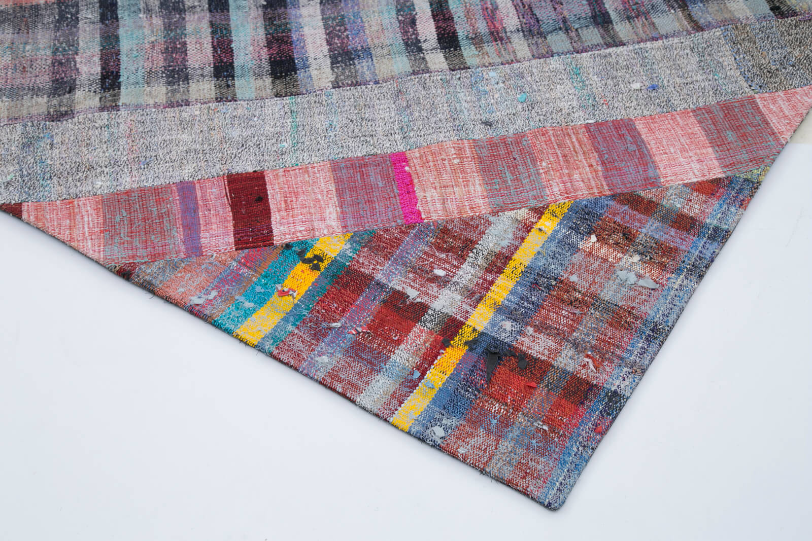 Handmade Patchwork Rug - Grey Patchwork Carpet Wool Cotton Area Rug 6'8''x10'