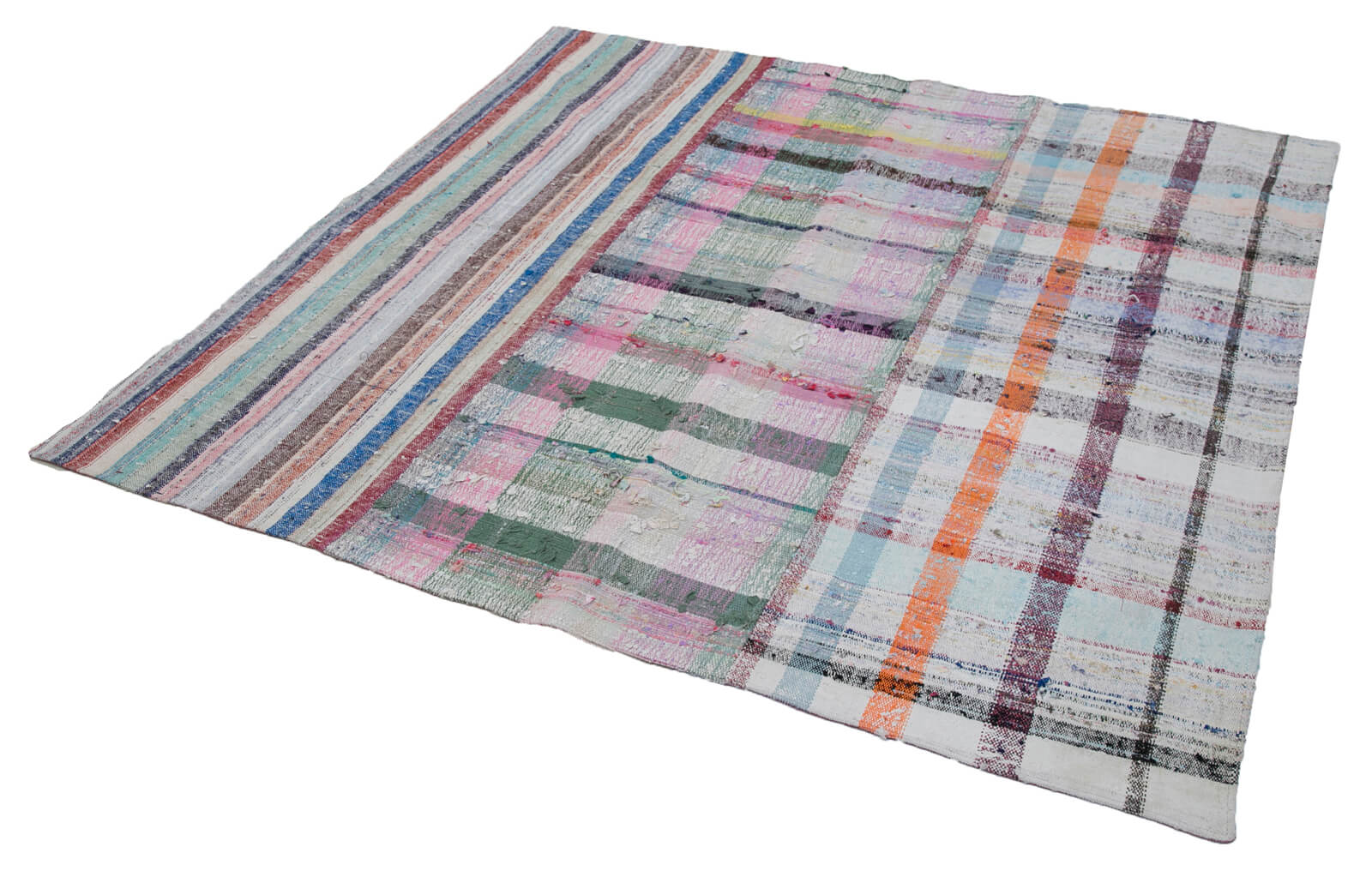 Handmade Patchwork Rug - Kirk Yama Grey Cotton Wool Area Rug 6'2'' x 6'6''