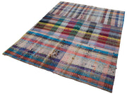 Handmade Area Rug – Vintage Turkish Wool Carpet | Grey Patchwork Style