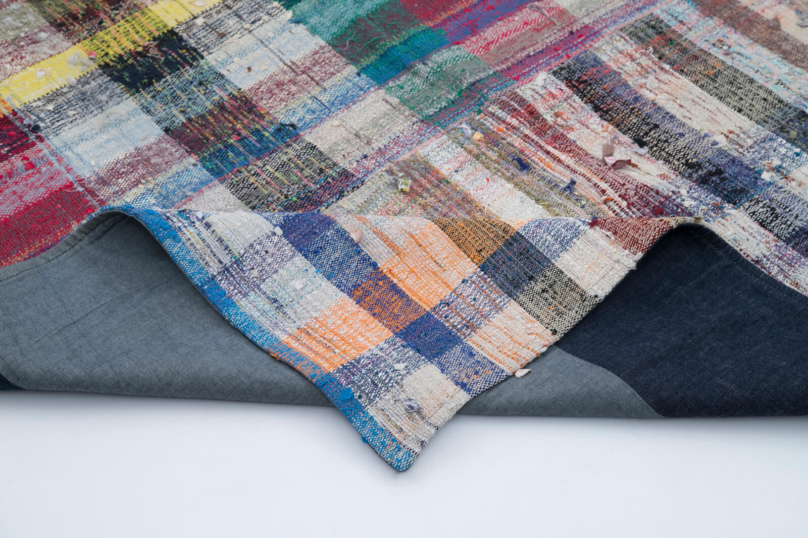 Handmade Area Rug – Vintage Turkish Wool Carpet | Grey Patchwork Style
