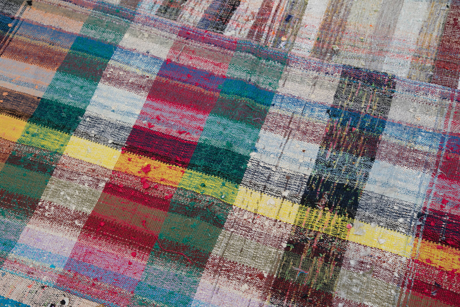 Handmade Area Rug – Vintage Turkish Wool Carpet | Grey Patchwork Style