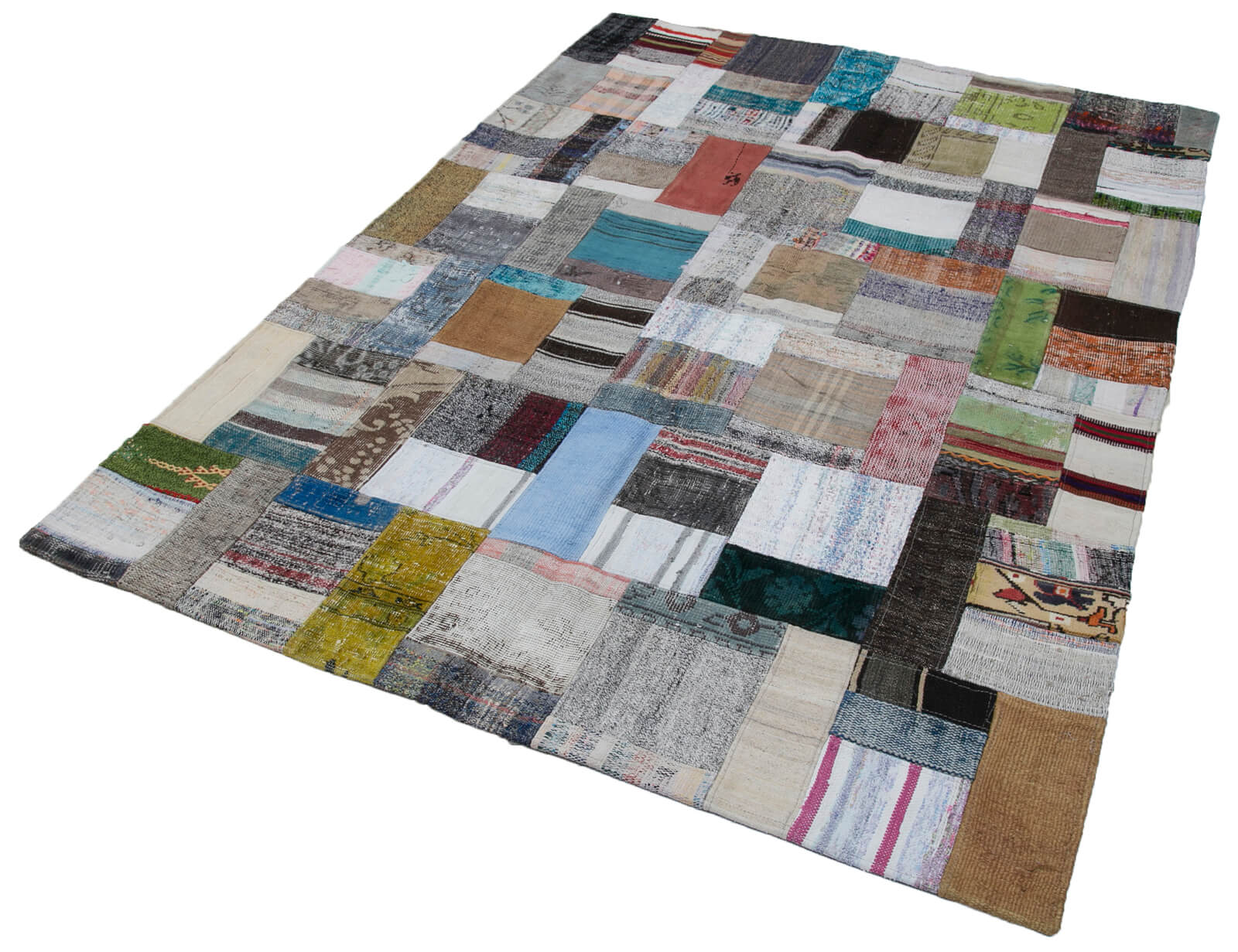 Handmade Patchwork Rug - Kirk Yama Grey Cotton Wool Area Rug 5'7''x7'10''