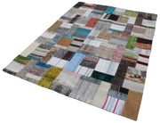 Handmade Patchwork Rug - Kirk Yama Grey Cotton Wool Area Rug 5'7''x7'10''