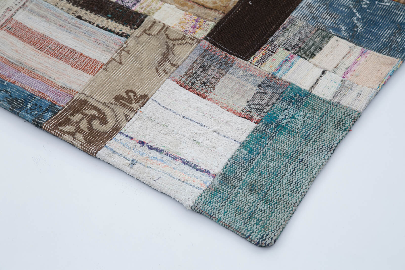 Handmade Wool Area Rug - Grey Patchwork Cotton Wool Rug 5'8'' x 7'10'' | Durable, Soft Floor Covering