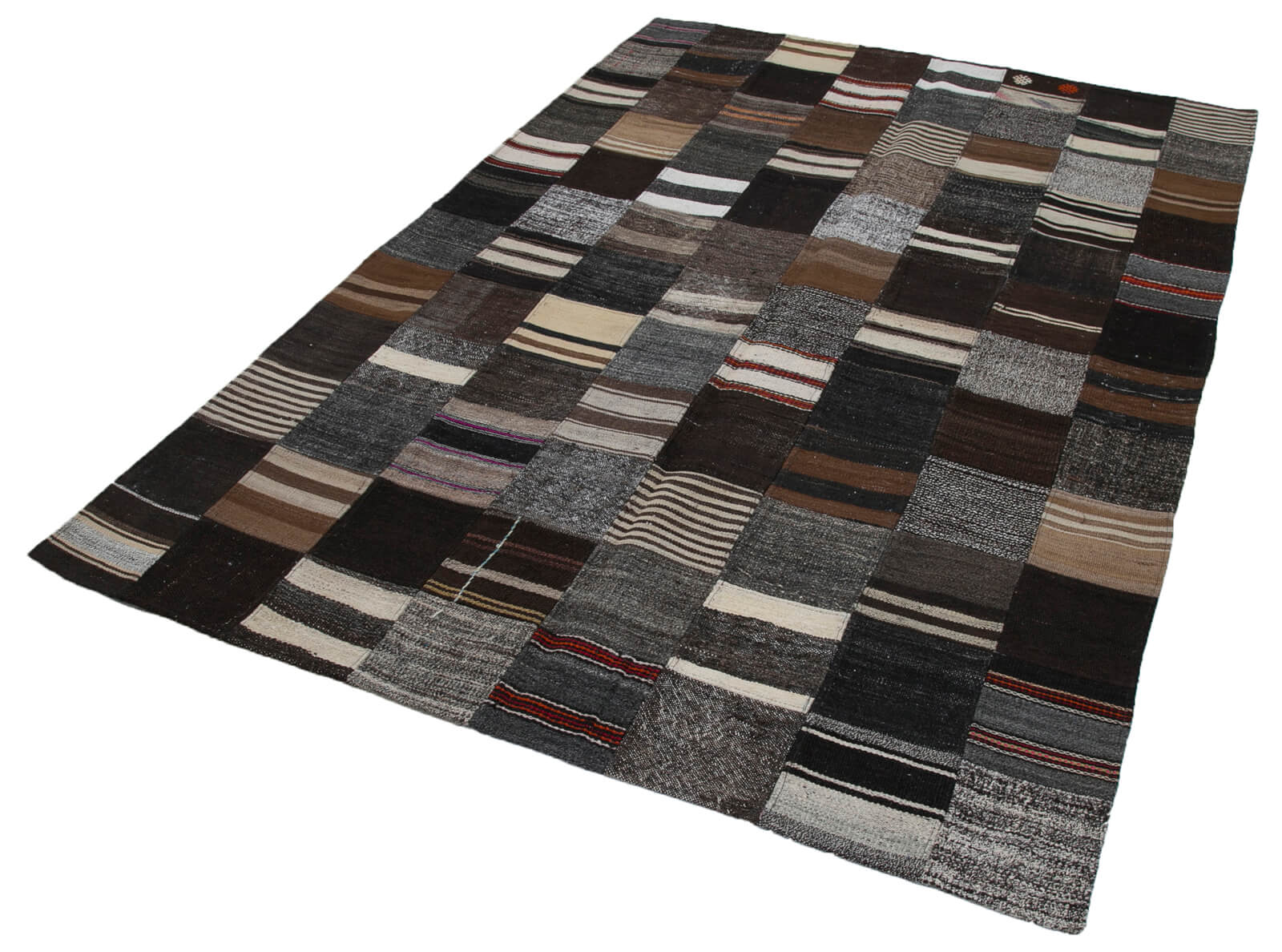 Handmade Patchwork Rug - Brown Patchwork Carpet 5x8 Feet | Cotton Wool Rug