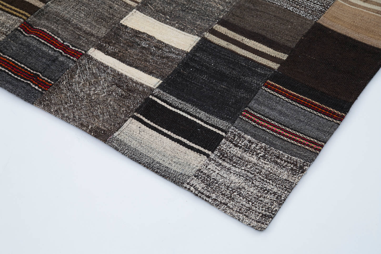 Handmade Patchwork Rug - Brown Patchwork Carpet 5x8 Feet | Cotton Wool Rug
