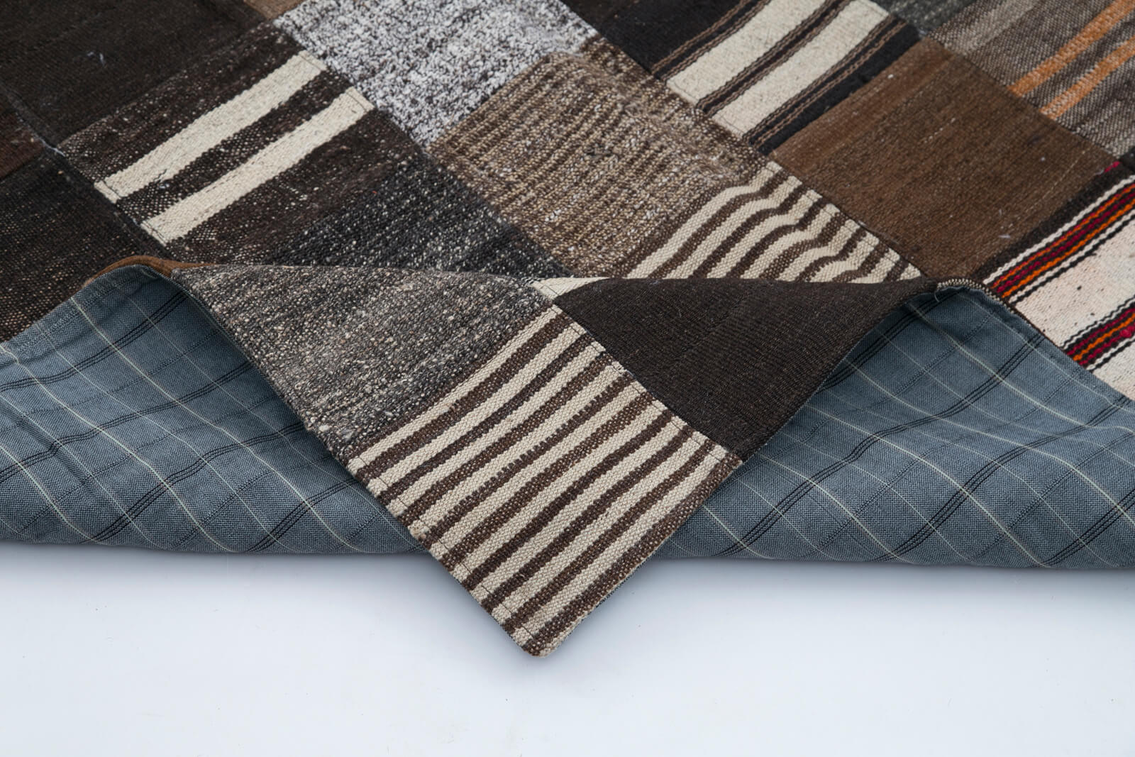 Handmade Patchwork Rug - Brown Patchwork Carpet 5x8 Feet | Cotton Wool Rug