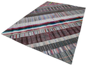 Handmade Patchwork Rug - Grey Patchwork Carpet Cotton Wool Area Rug 6'8''x9'10''