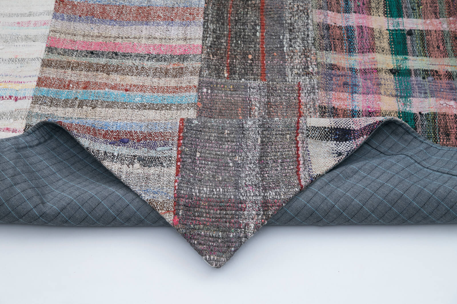 Handmade Patchwork Rug - Grey Patchwork Carpet Cotton Wool Area Rug 6'8''x9'10''