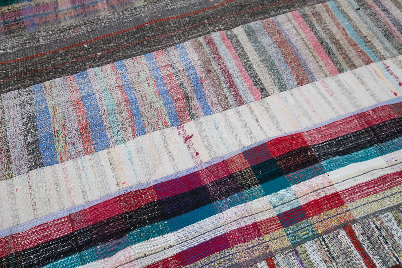 Handmade Patchwork Rug - Grey Patchwork Carpet Cotton Wool Area Rug 6'8''x9'10''