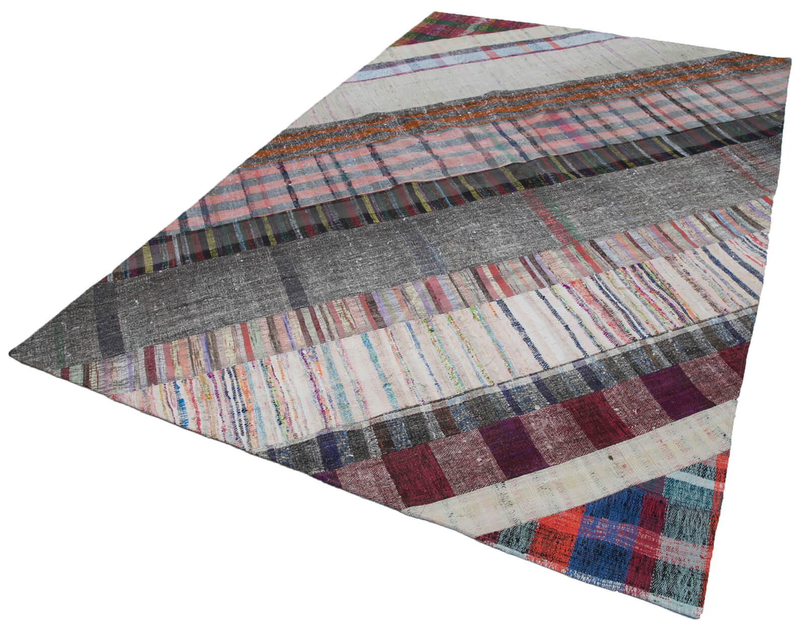 Handmade Patchwork Rug - Kirk Yama Grey Cotton Wool Area Rug 6'6''x10'0''