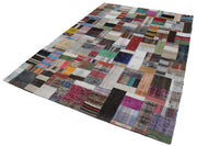 Handmade Patchwork Rug – Kirk Yama Grey Cotton Wool Blend Area Rug 6'9''x10'