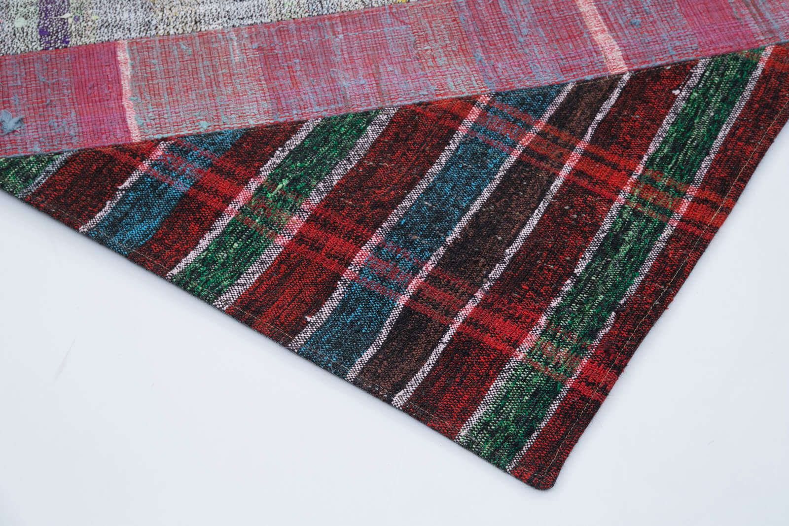 Handmade Patchwork Rug – Grey Cotton Wool Area Rug 6'9" x 10'0" Durable Soft Wool Carpet