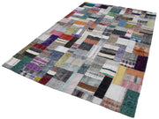 Handmade Patchwork Rug – Grey Patchwork Carpet 6'7''x9'11'' Cotton Wool