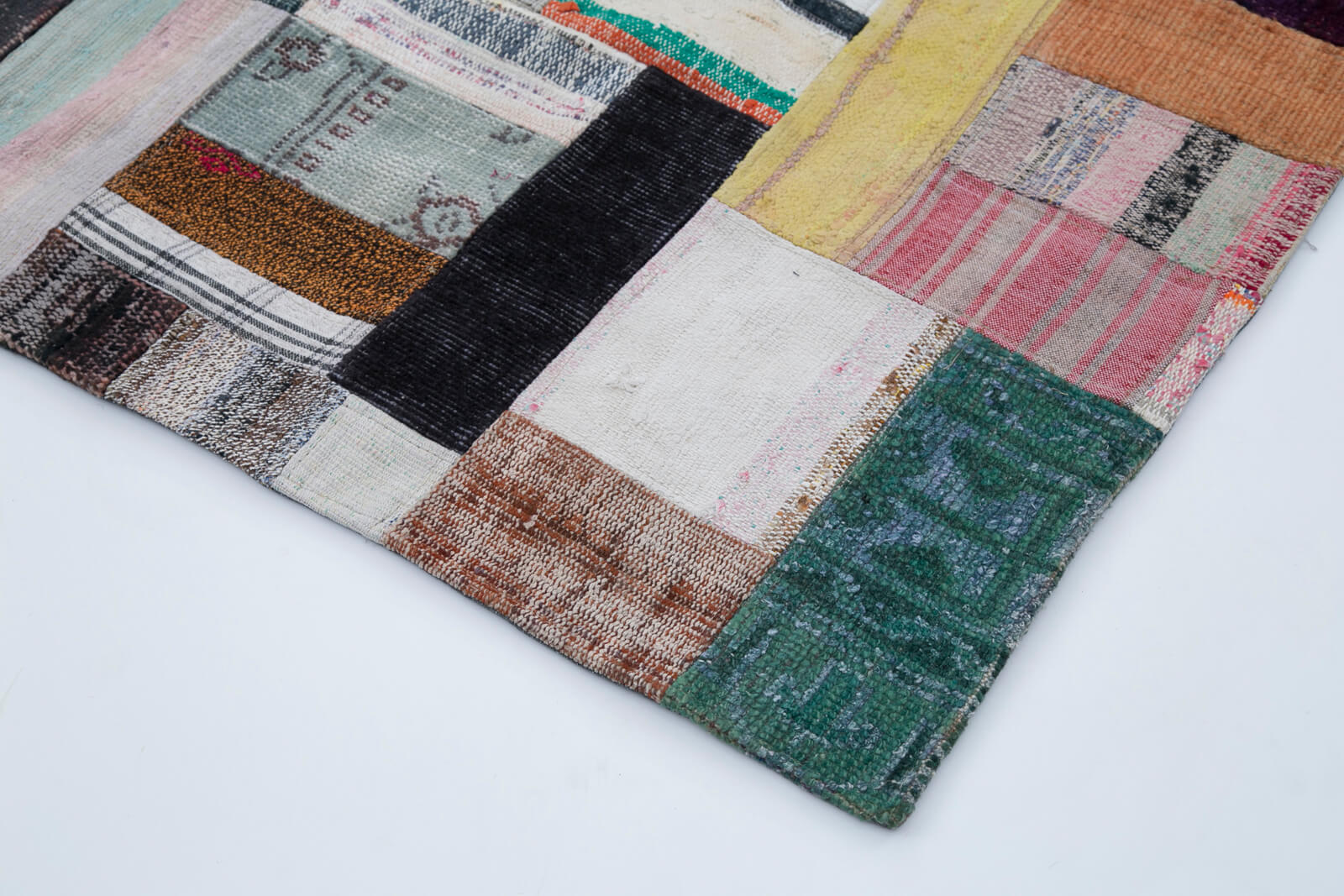 Handmade Patchwork Rug – Grey Patchwork Carpet 6'7''x9'11'' Cotton Wool