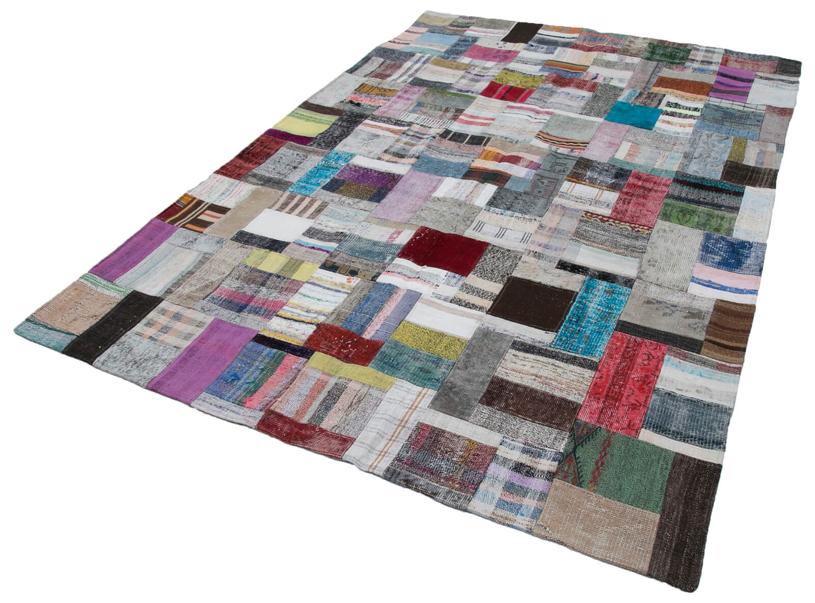 Handmade Patchwork Rug – Kirk Yama Grey Cotton Wool Area Rug 6'7''x9'8''