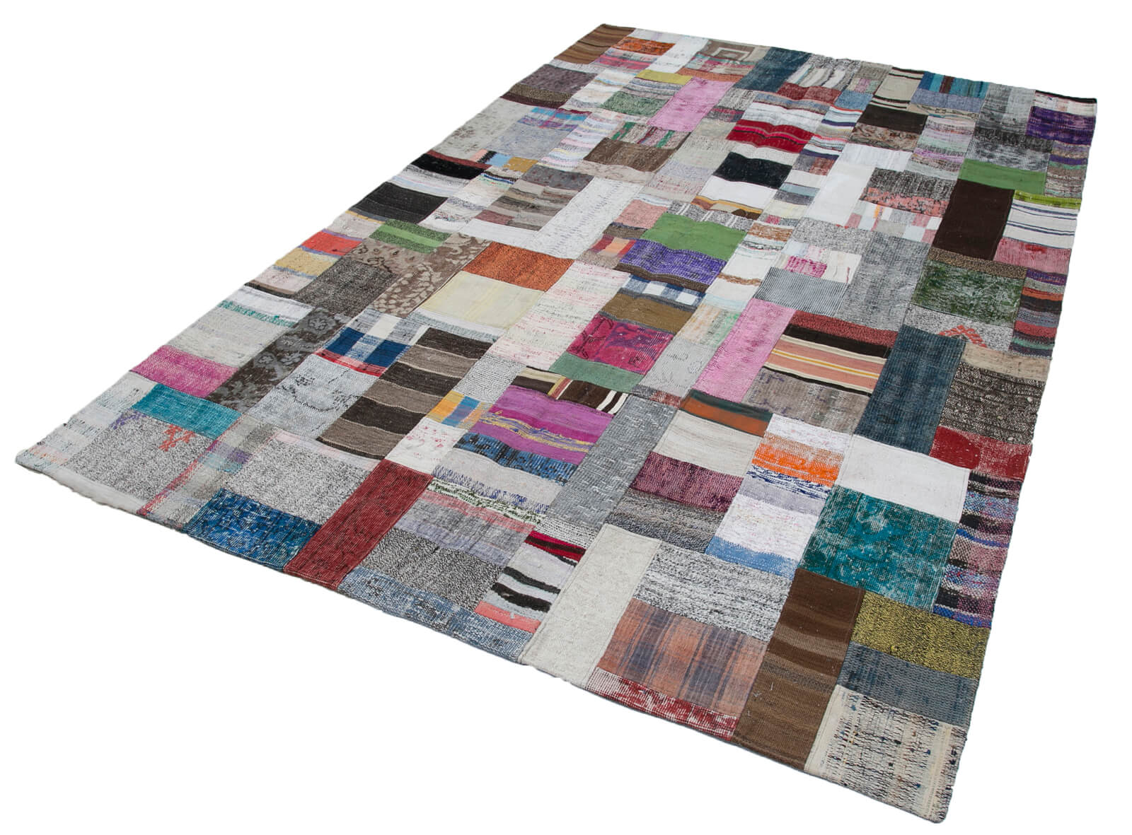 Handmade Patchwork Rug - Kirk Yama Grey Cotton Wool Area Rug 6'7''x9'10''