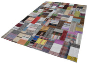 Handmade Wool Area Rug – Kirk Yama Grey Patchwork Rug 6'7''x9'10'' Cotton Wool