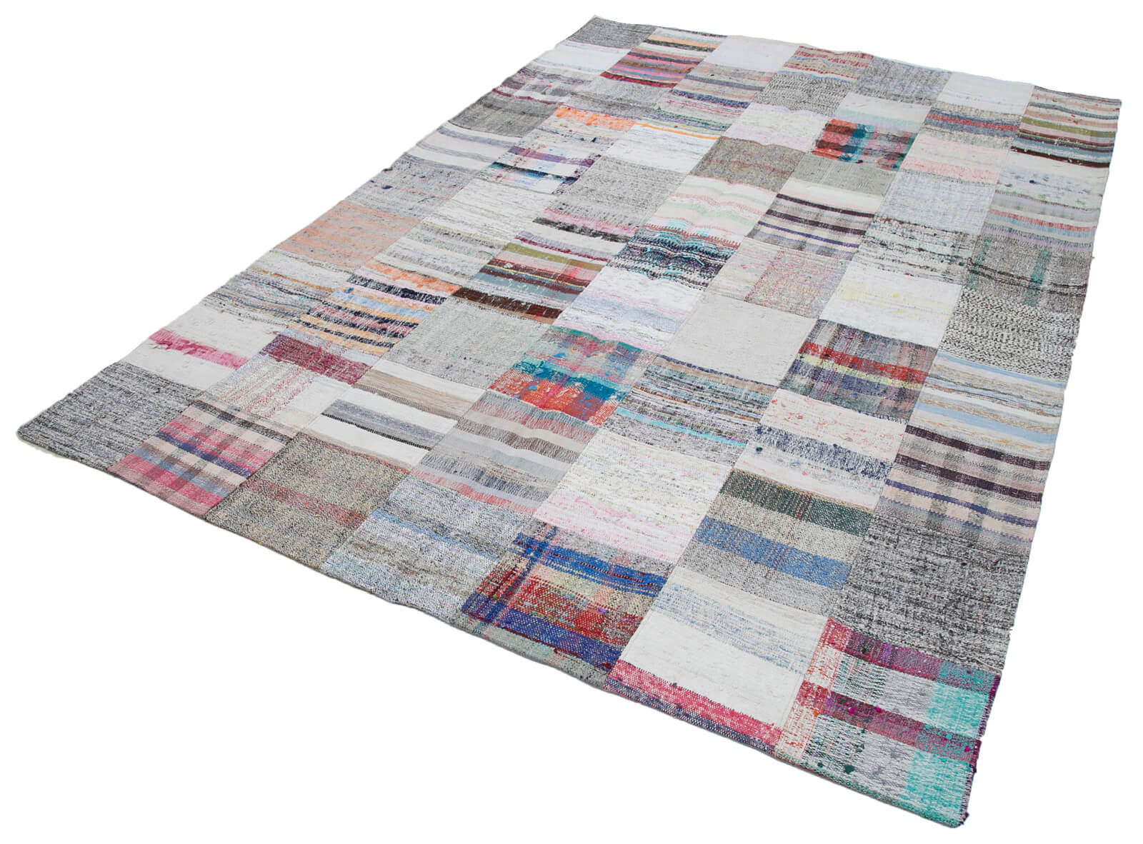 Handmade Cotton Wool Rug – Artisan Crafted Patchwork Area Rug 6'11'' x 10'0''