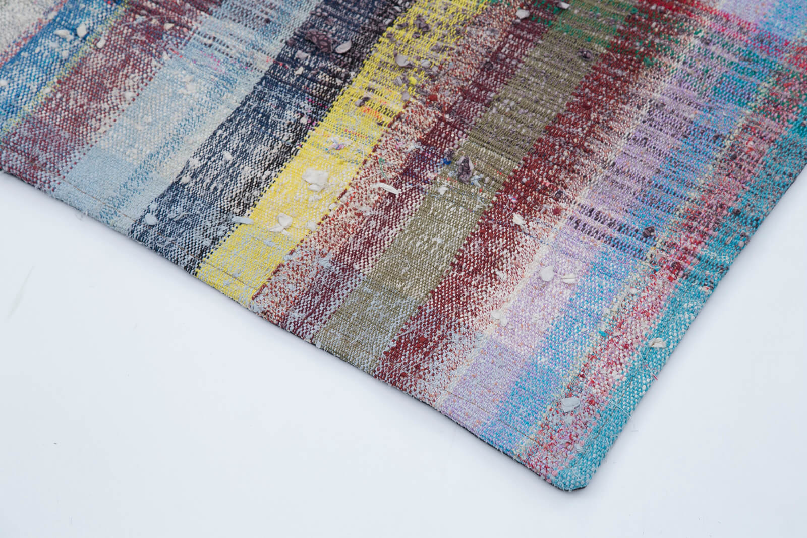 Handmade Wool Area Rug - Kirk Yama Grey Patchwork Cotton Wool Rug 7'3''x10'8''