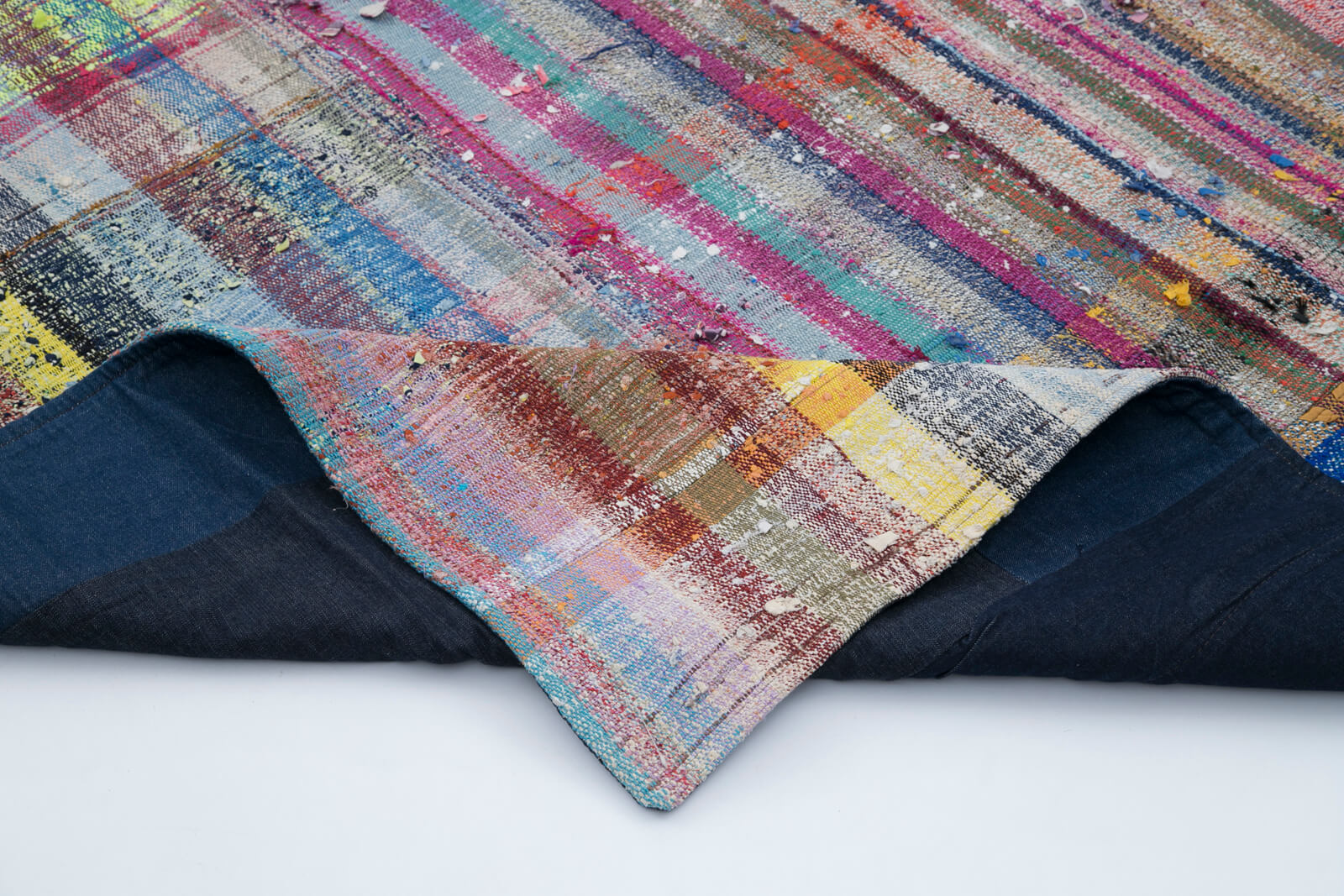 Handmade Wool Area Rug - Kirk Yama Grey Patchwork Cotton Wool Rug 7'3''x10'8''