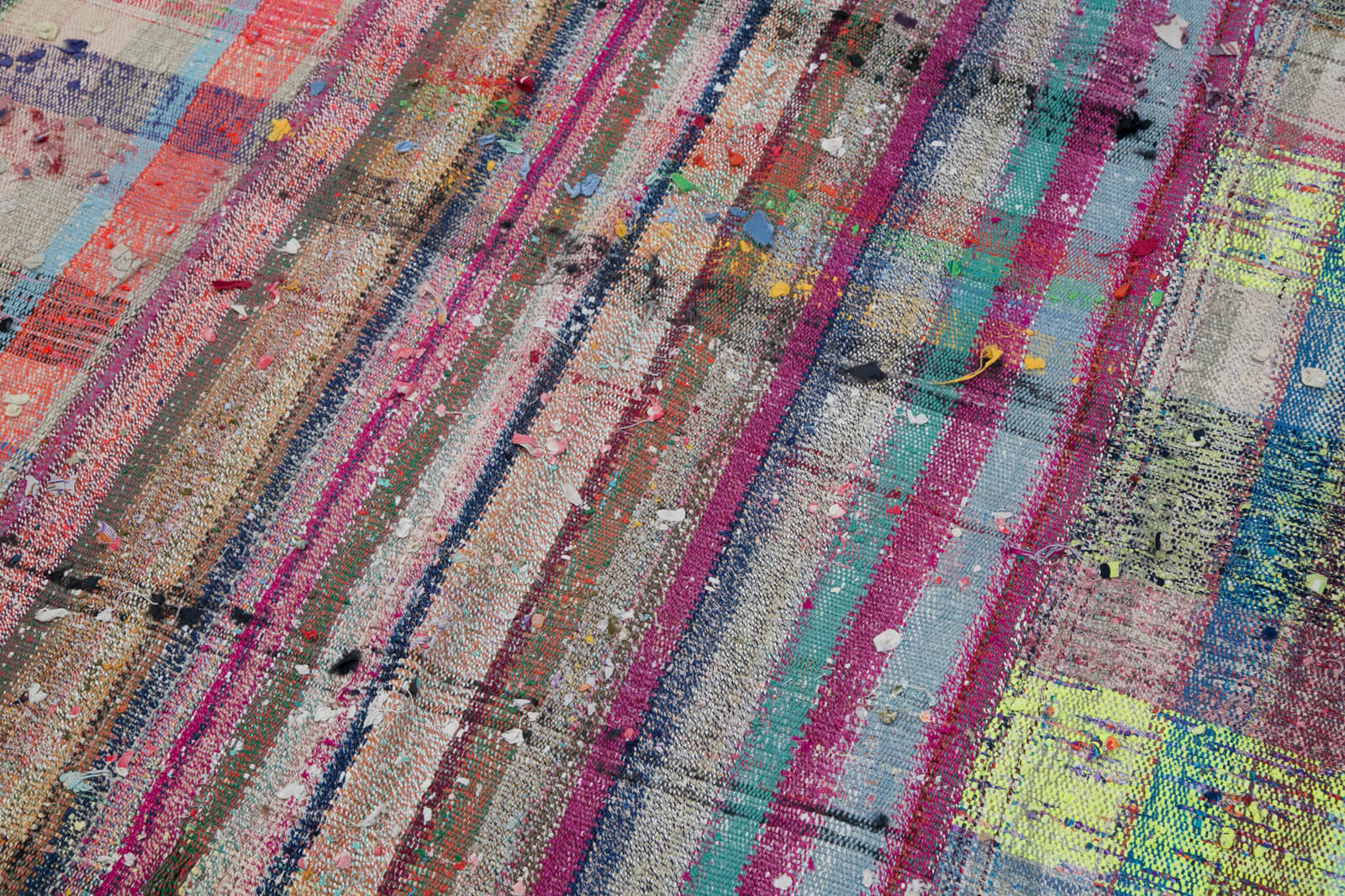 Handmade Wool Area Rug - Kirk Yama Grey Patchwork Cotton Wool Rug 7'3''x10'8''