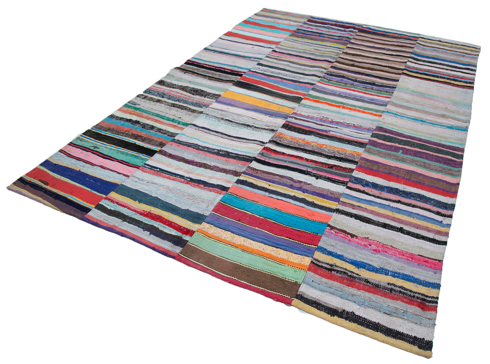 Handmade Patchwork Rug - Kirk Yama Grey Cotton Wool Area Rug 7'1''x10'5''
