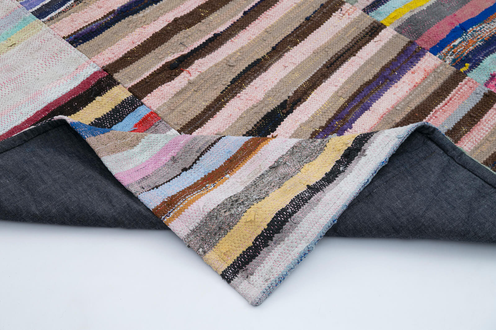 Handmade Patchwork Rug - Kirk Yama Grey Cotton Wool Area Rug 7'1''x10'5''