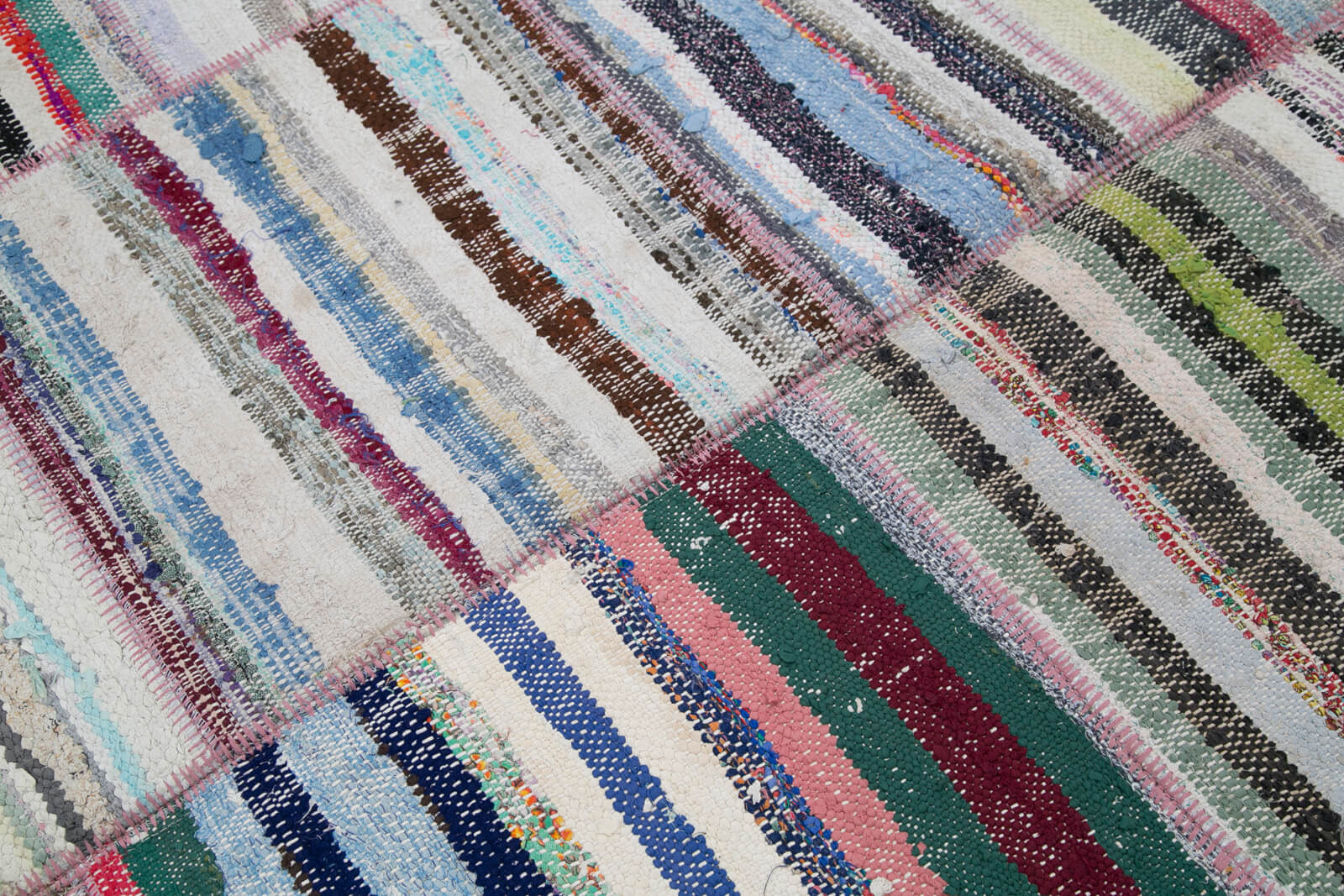 Kirk Yama Grey Patchwork Cotton Wool Handmade Area Rug 6'8'' x 9'4''