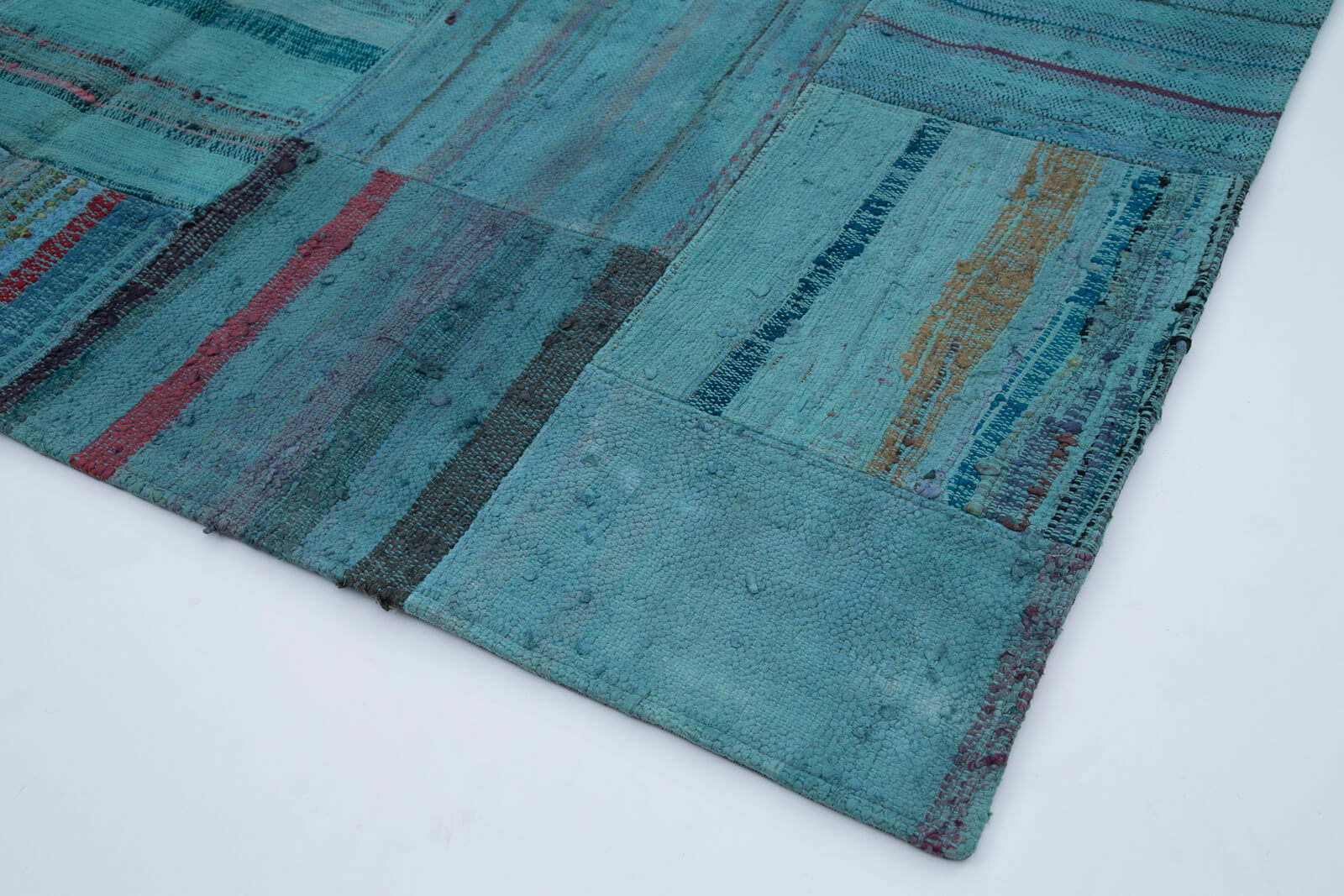 Handmade Area Rug – Vintage Turkish Carpet, Cotton Wool Patchwork Floor Covering 6'8''x10'1''