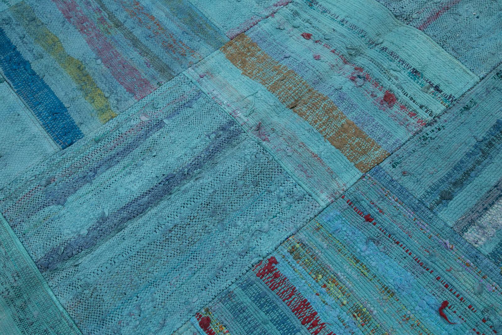Handmade Area Rug – Vintage Turkish Carpet, Cotton Wool Patchwork Floor Covering 6'8''x10'1''