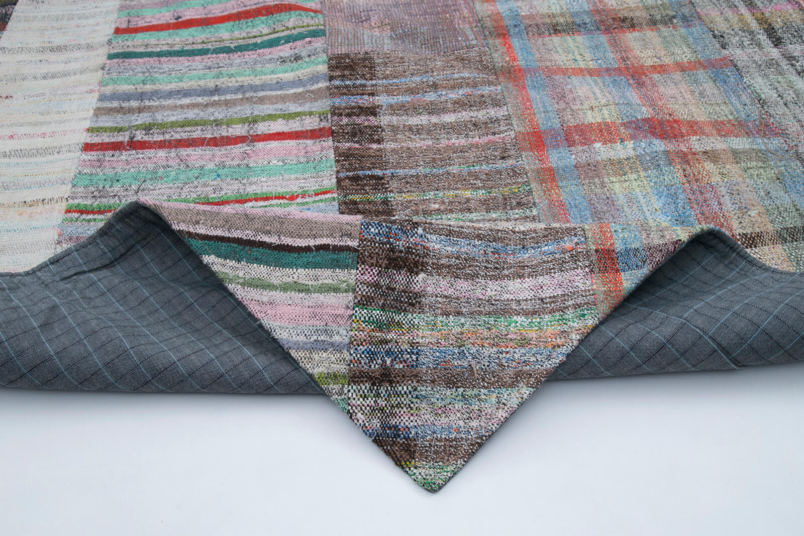 Handmade Patchwork Rug - Grey Patchwork Carpet 6'8'' x 9'11'' Cotton Wool Rug