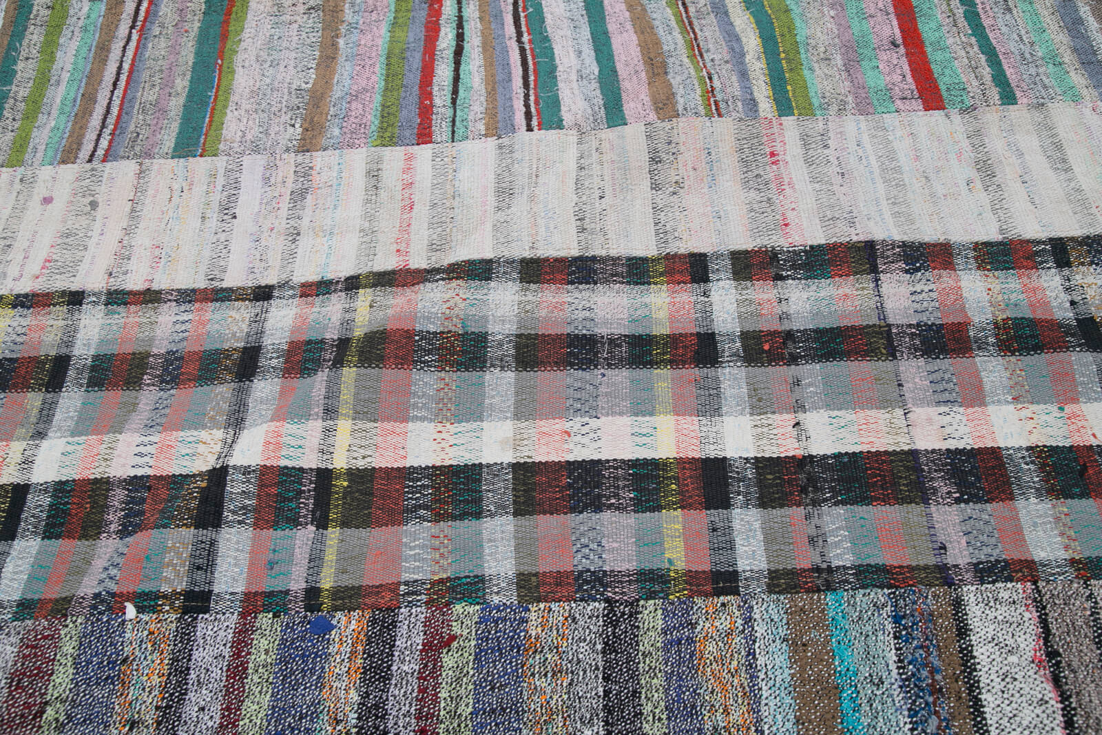 Handmade Patchwork Rug - Grey Patchwork Carpet 6'8'' x 9'11'' Cotton Wool Rug