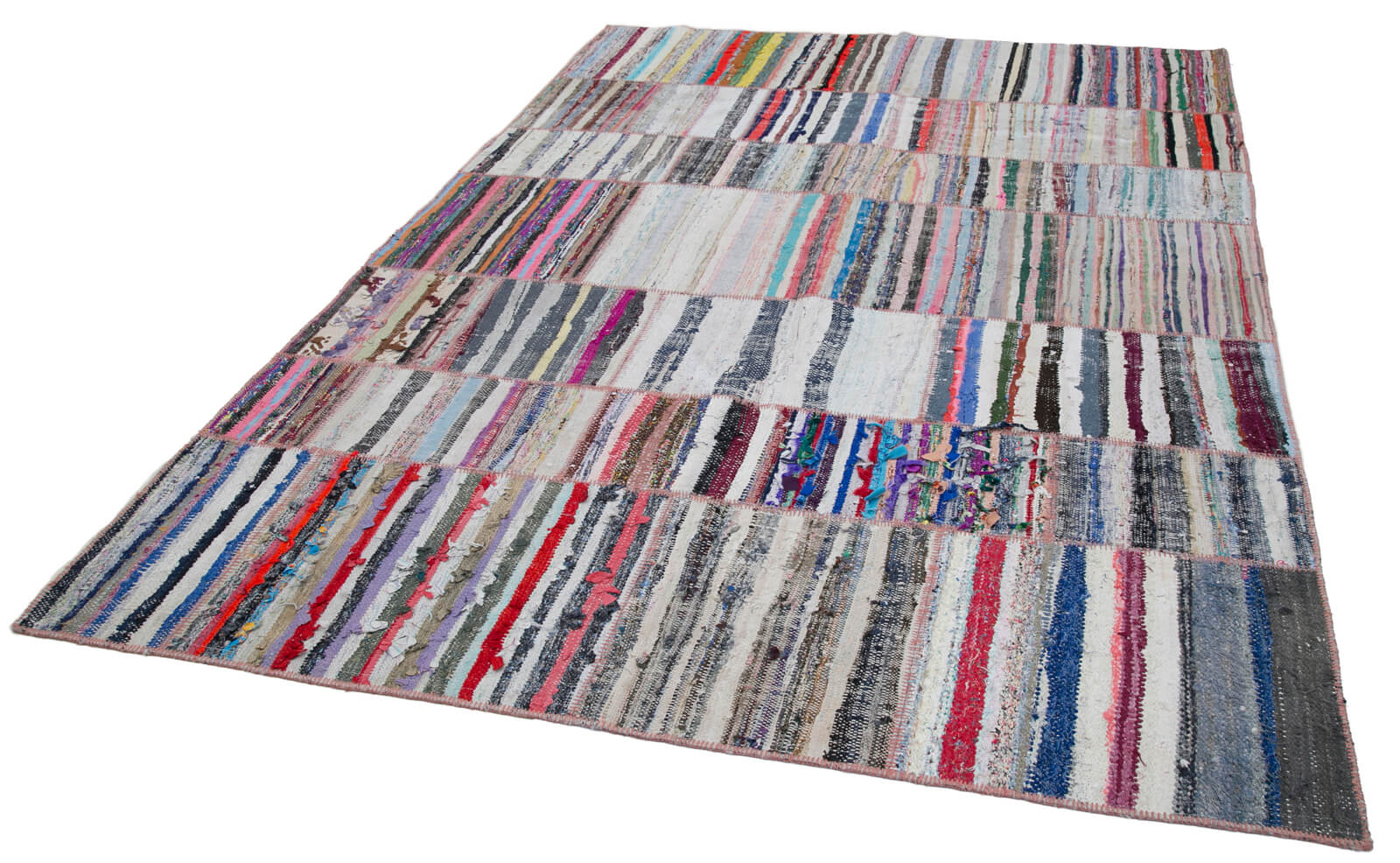 Handmade Patchwork Rug - Kirk Yama Grey Cotton Wool Area Rug 6'7''x9'4''
