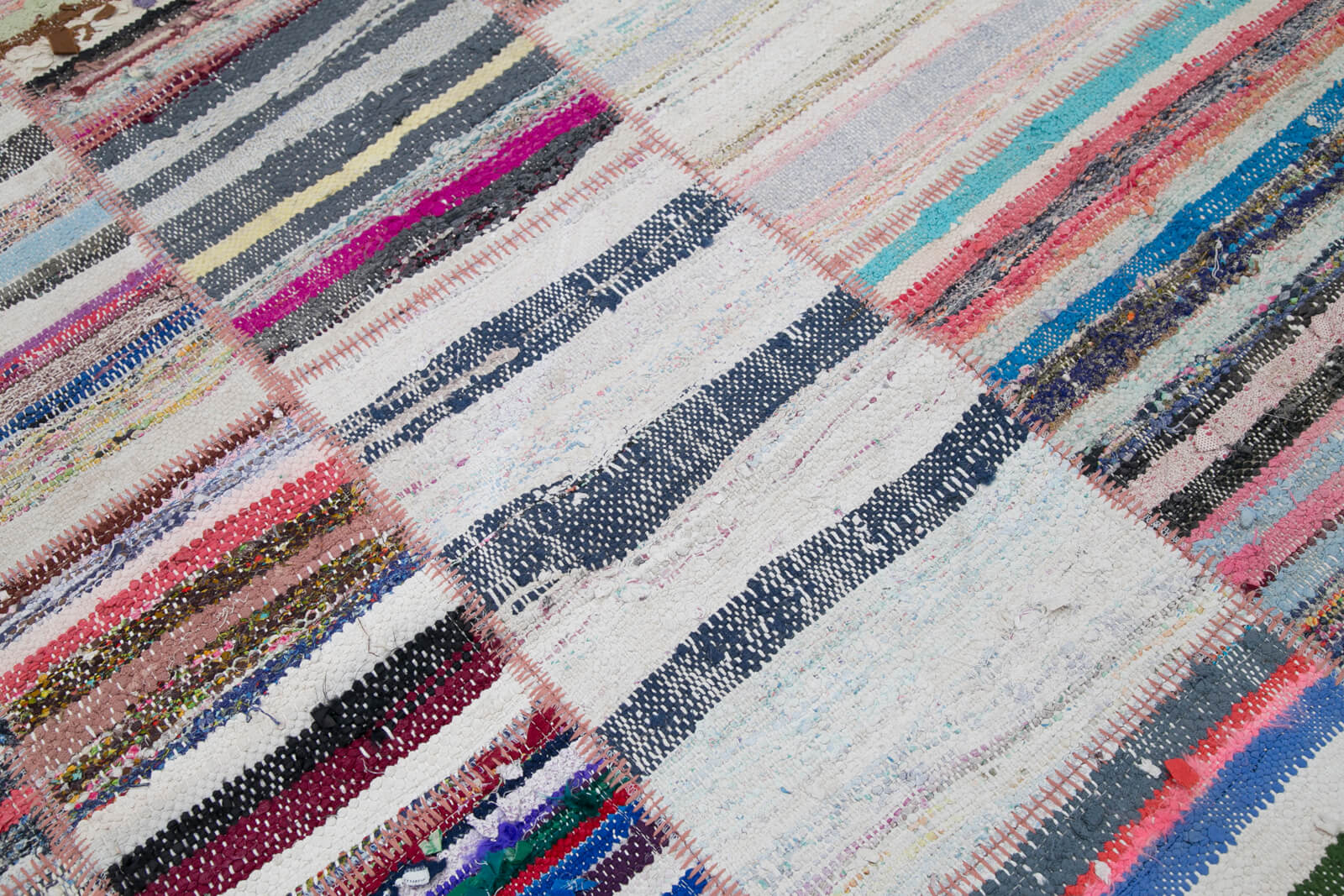 Handmade Patchwork Rug - Kirk Yama Grey Cotton Wool Area Rug 6'7''x9'4''