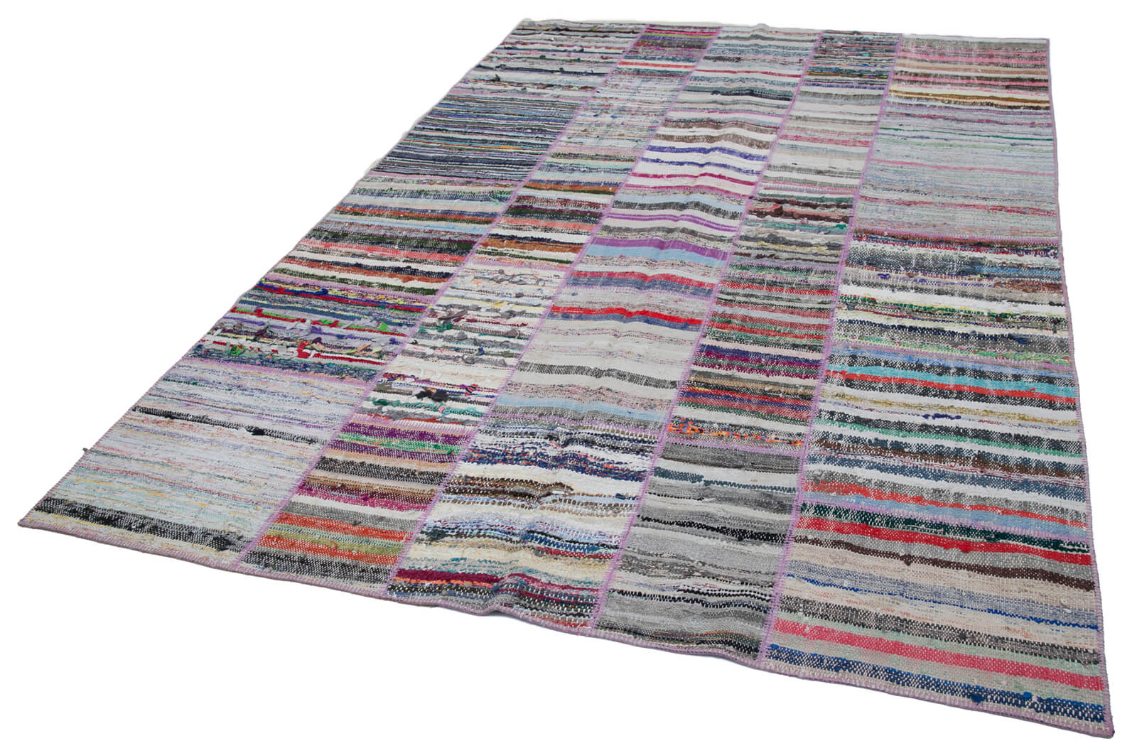 Handmade Patchwork Rug | Turkish Patchwork Carpet Grey Wool Cotton Area Rug