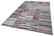 Handmade Patchwork Rug | Turkish Patchwork Carpet Grey Wool Cotton Area Rug