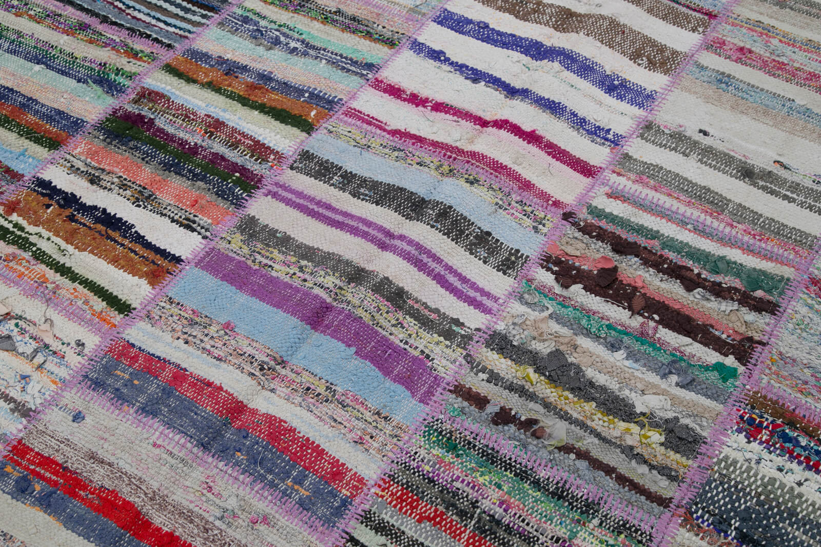 Handmade Patchwork Rug | Turkish Patchwork Carpet Grey Wool Cotton Area Rug