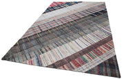 Handmade Patchwork Rug - Grey Cotton Wool Vintage Area Rug 6'5''x10'0''