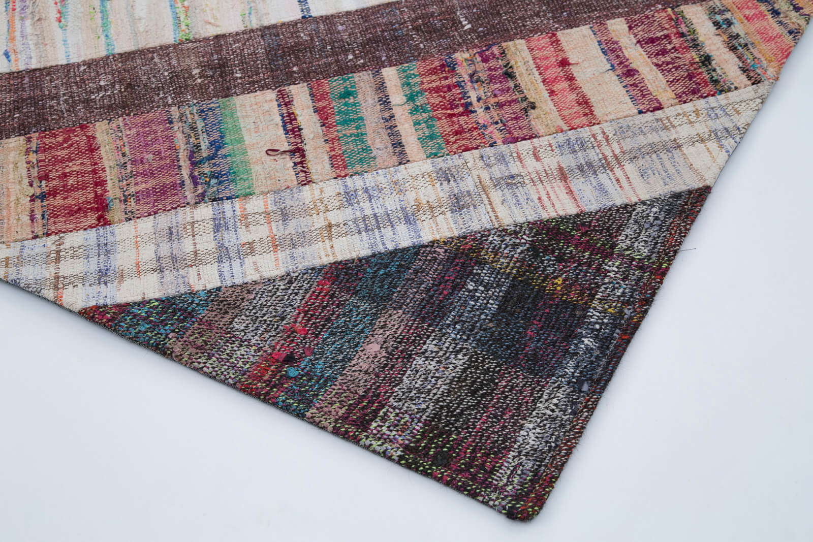 Handmade Patchwork Rug - Grey Cotton Wool Vintage Area Rug 6'5''x10'0''