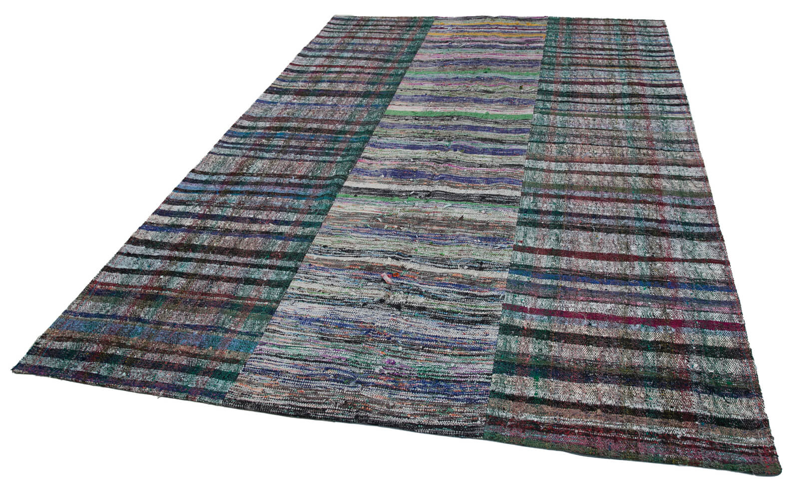 Handmade Patchwork Rug – Grey Cotton Wool Vintage Area Rug 6'8'' x 9'7''