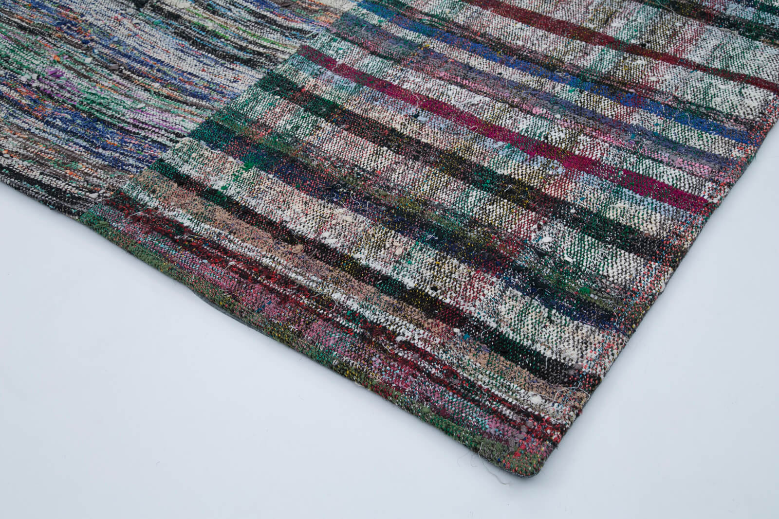 Handmade Patchwork Rug – Grey Cotton Wool Vintage Area Rug 6'8'' x 9'7''