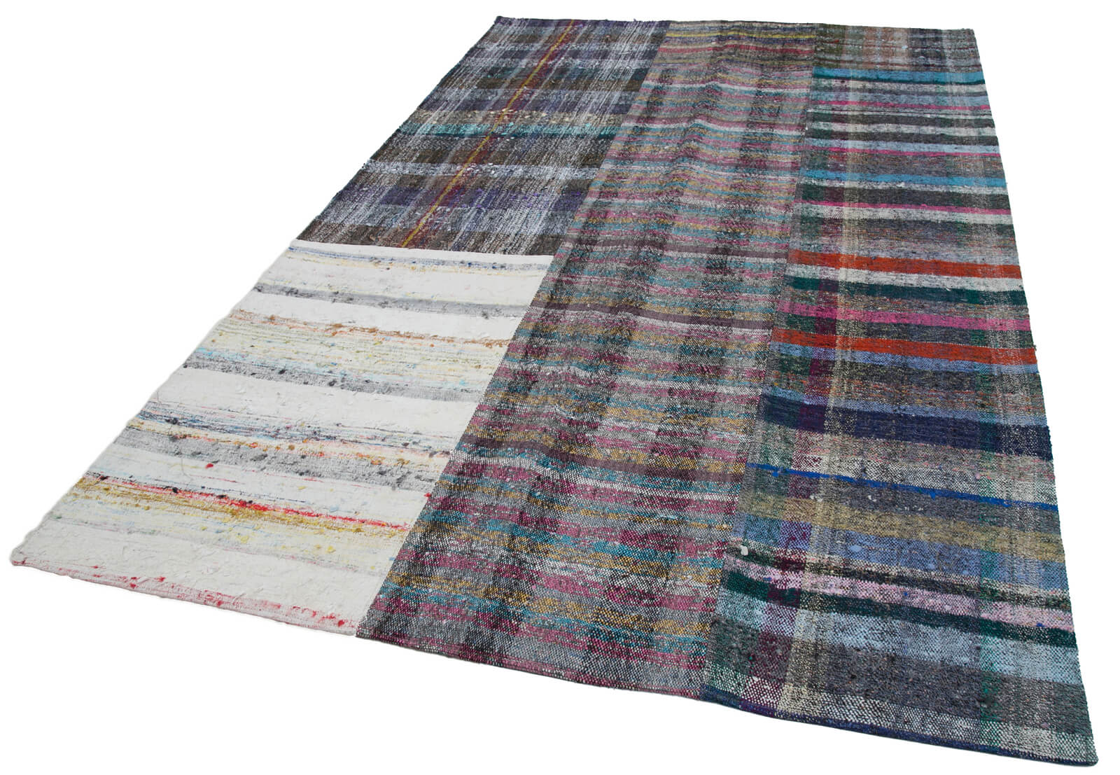 Handmade Patchwork Rug – Kirk Yama Grey Cotton Wool Carpet 6'6''x9'11''