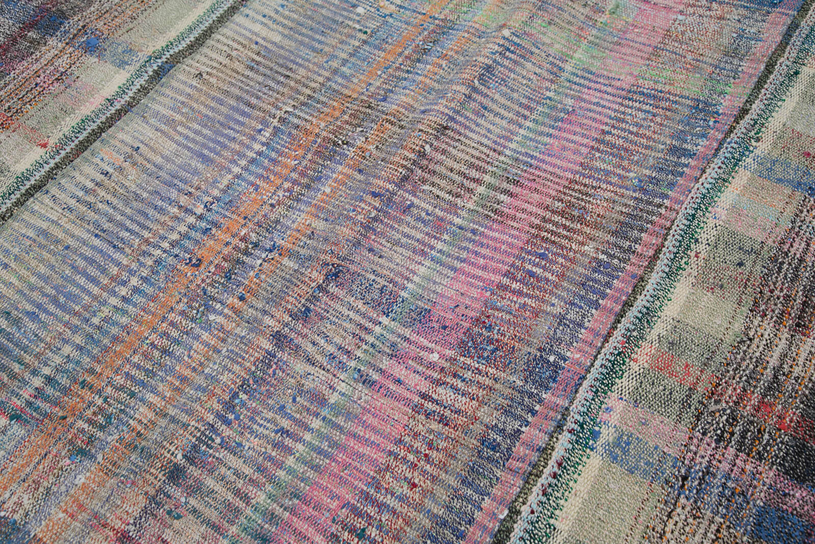 Handmade Patchwork Rug - Grey Cotton Wool Vintage Area Rug 6'8'' x 9'10''