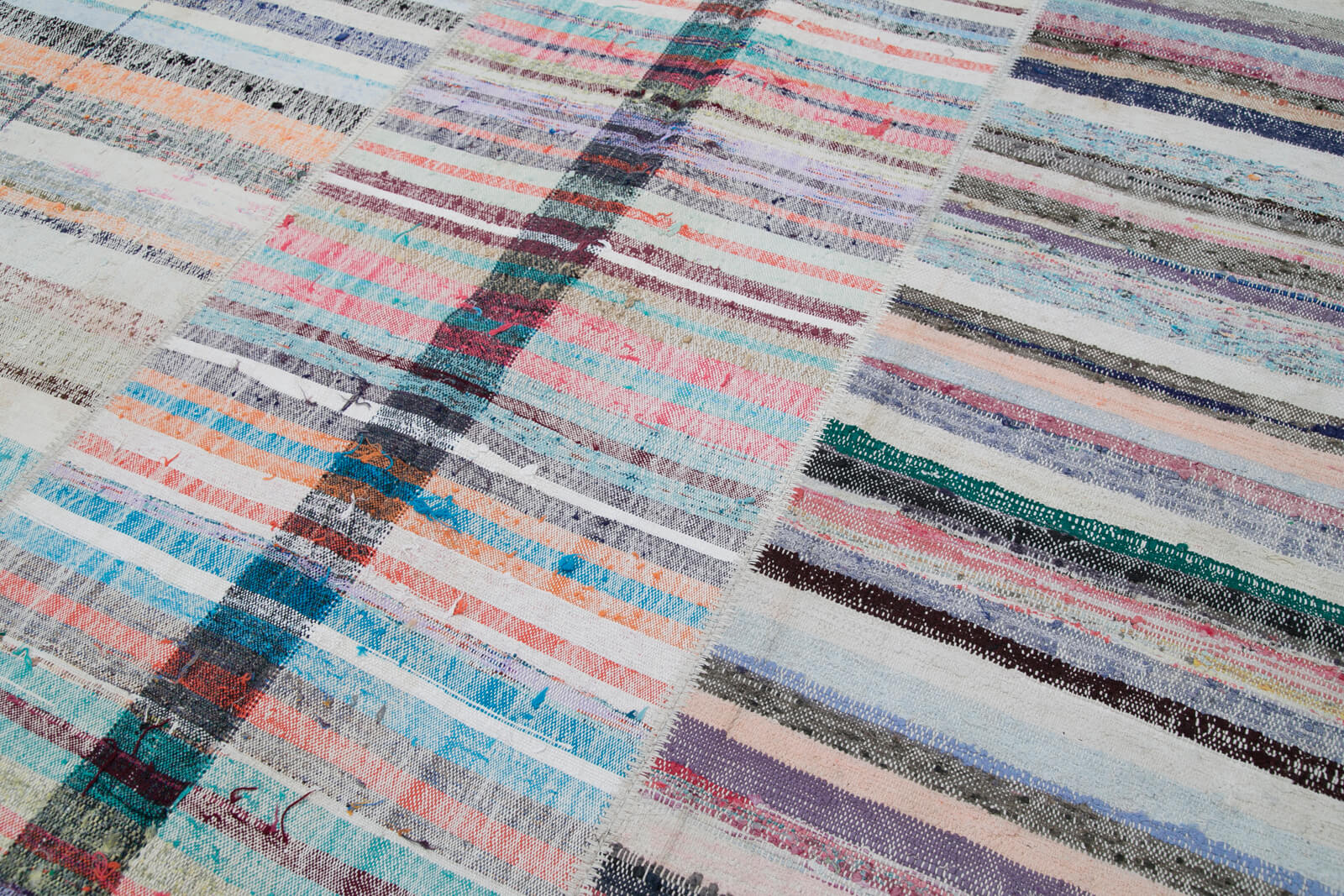 Handmade Patchwork Rug - Kirk Yama Grey Cotton Wool Area Rug 6'8''x9'10''
